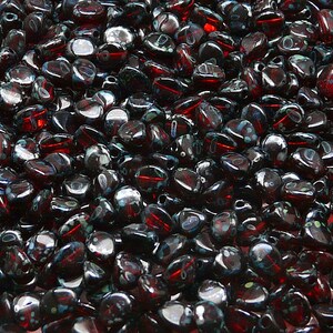 50pcs Czech Pressed Glass Pinch Beads 5mm Ruby Picasso