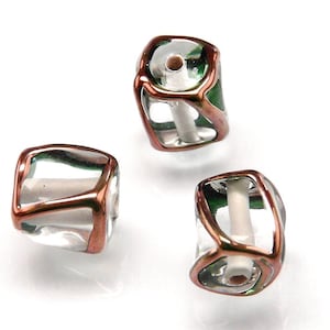 2 pezzi perline di vetro ceco per lampade cubo intrecciato 10 mm cristallo con filo dorato (LW-CUBE001)