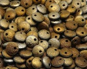 20pcs Czech Pressed Glass Beads Lentil 8mm Jet Full Valentinit Etched