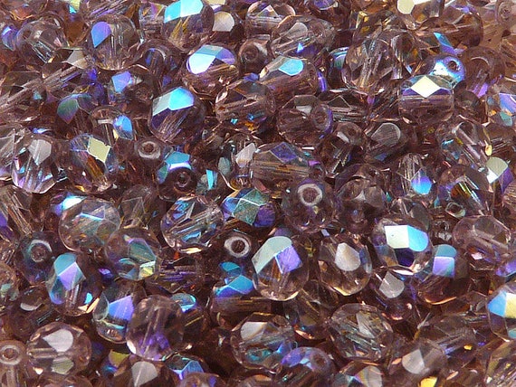 Perles Facettées En Améthyste De Bohême - Lot De 25 Perles 6 Mm - Fabriqué En France, Livraison Gratuite