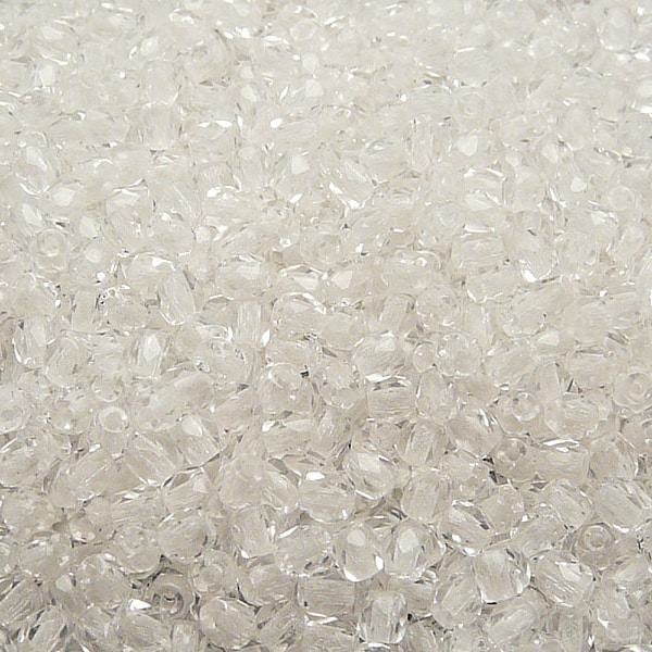 100pcs Czech Fire-Polished Faceted Glass Beads Round 3mm Crystal