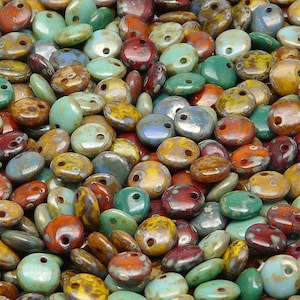 100pcs Czech Pressed Glass Lentil Beads 6mm Colors Mix With Picasso