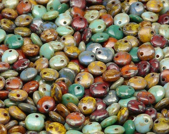 100pcs Czech Pressed Glass Lentil Beads 6mm Colors Mix With Picasso