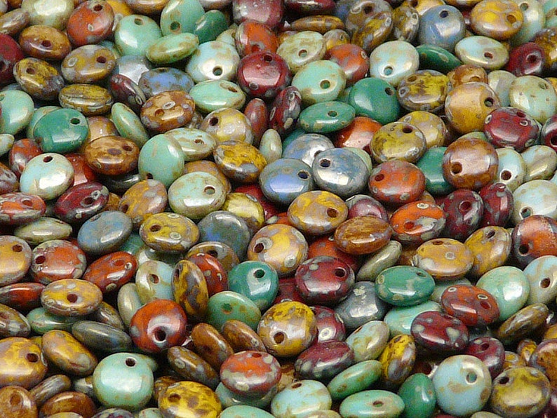 100pcs Czech Pressed Glass Lentil Beads 6mm Colors Mix With Picasso image 1