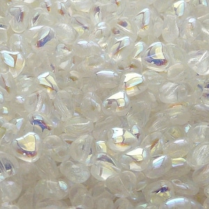 50 Stück Tschechische Pressglas Herz Perlen 6mm Kristall AB