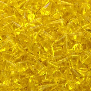 50pcs Czech Pressed Glass Spike Beads 5x8mm Amber