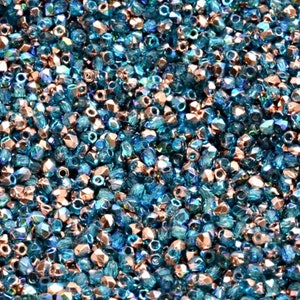 100 pezzi perle di vetro sfaccettato ceco lucidato a fuoco rotonde 2 mm acquamarina chiaro rame arcobaleno