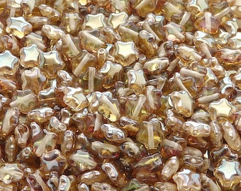 40pcs Czech Pressed Glass Star Beads 6mm Crystal Celsian (A 07-07)