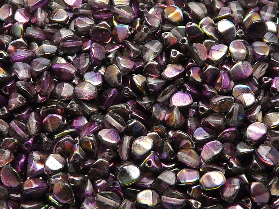 50pcs Czech Pressed Glass Pinch Beads 5mm Crystal Violet Gray