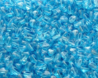 100pcs Czech Pressed Glass Beads Pinch 5mm Aquamarine