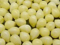 10pcs Czech Pressed Glass Teardrop Beads 10x14mm Opaque Chalk White Yellow Striped product logo