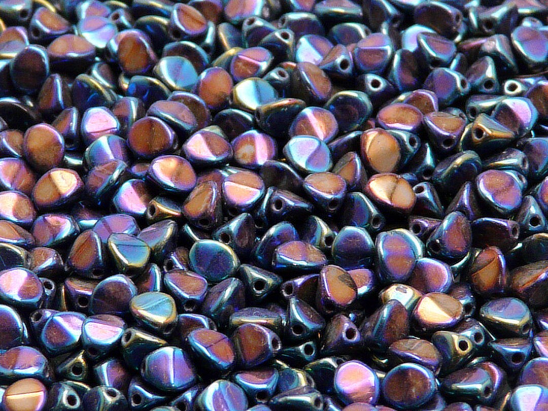 100pcs Czech Pressed Glass Beads Pinch 5mm Jet Iris Blue - Etsy