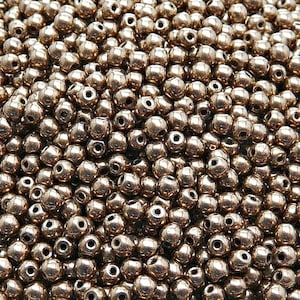 100pcs Czech Pressed Glass Beads Round 3mm Jet Gold Bronze Luster