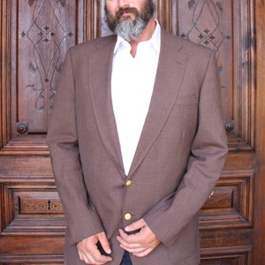 Vintage Stafford Men&#39;s 48L Brown Color Sport Coat - Two Button, Fully Lining, USA Made, Single Breasted