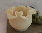 Fenton Satin Cameo Glass 4 quot Ruffled Rose Bowl or Flower Vase