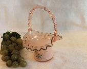 Antique Victorian Era Pink Glass Bride 39 s Basket