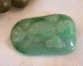 Vintage Carved Jade Sash Slide - Asian Carved Coi Fish Design, Excellent Condition