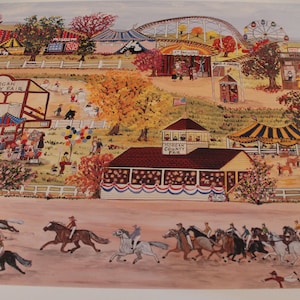 1990 Betsy Ross Koller Numbered Lithograph - &quot;Run For The Roses&quot; Horse Race 23&quot; by 27&quot;