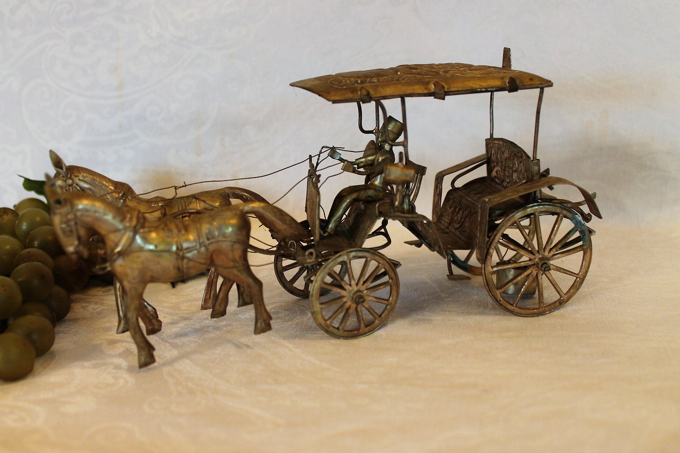 Vintage Djokja Indonesian Silver Carriage with Horses and | Etsy