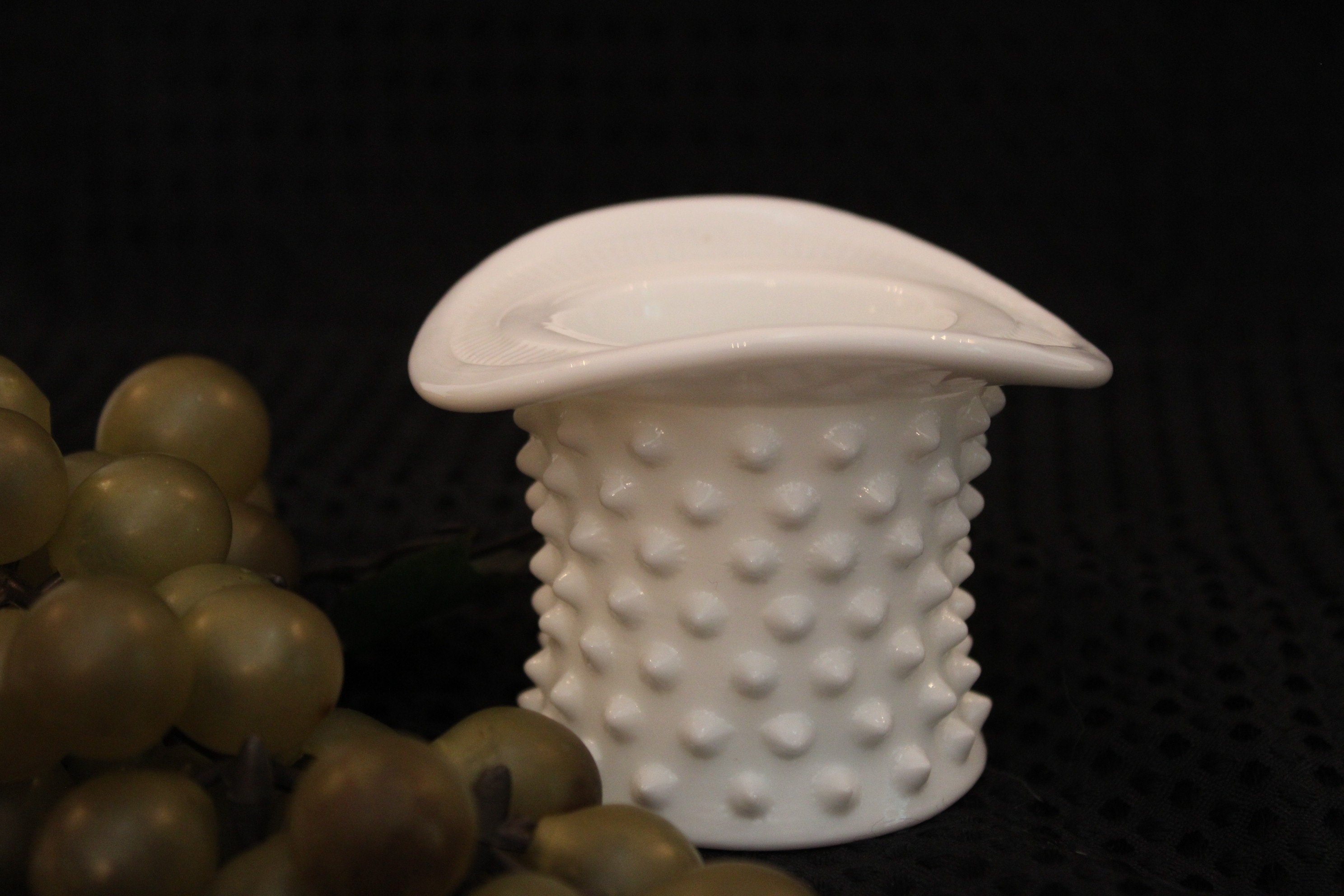 Fenton Milk Glass Hobnail Top Hat Match or Toothpick Holder Etsy