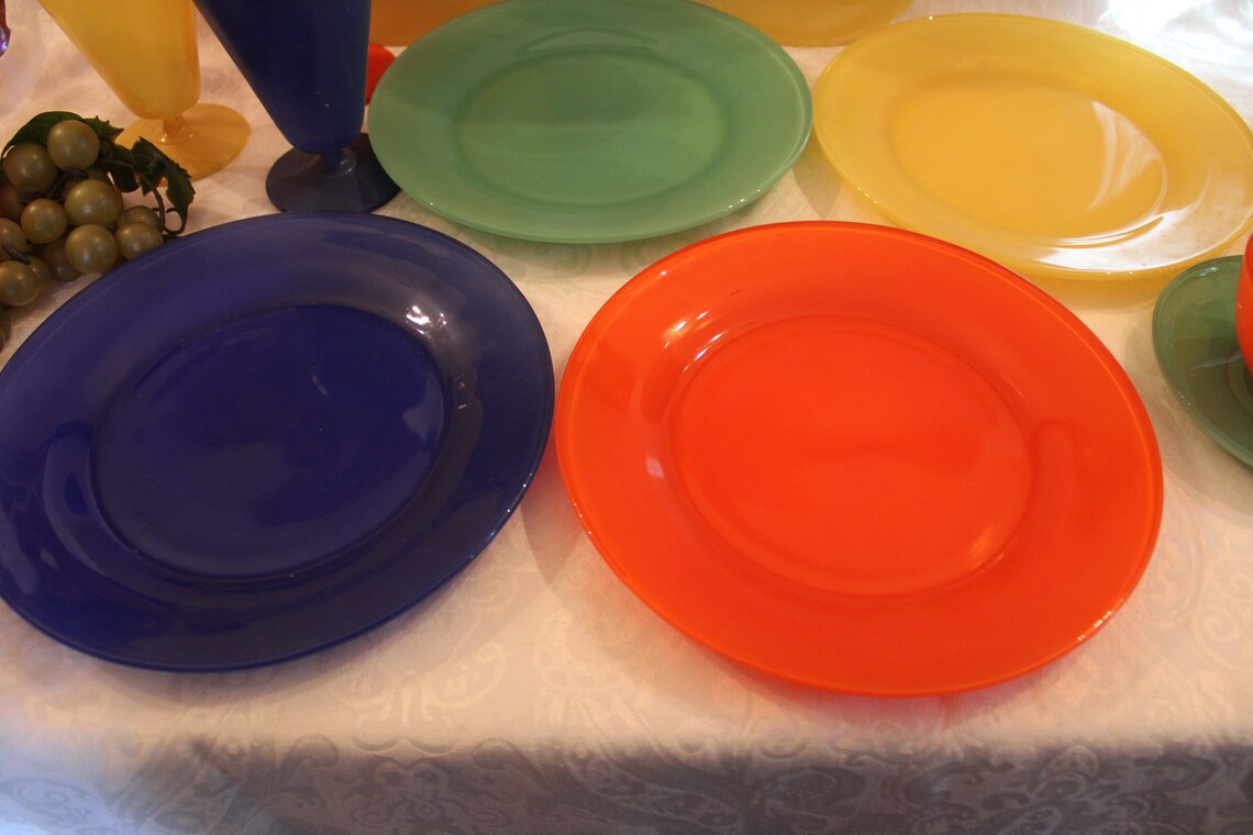 Collection of Anchor Hocking Glass Fire King Rainbow Etsy