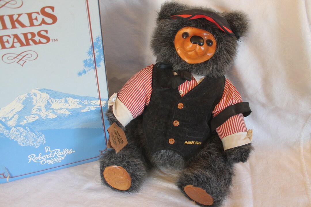 Max the Gambler 1986 Raike's Bear With Carved Wooden Face - 20