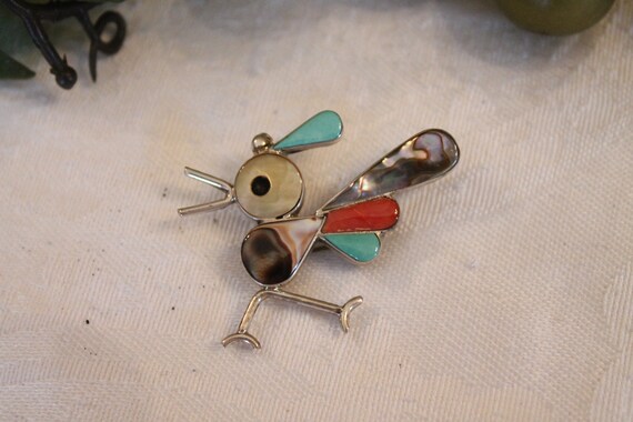 Roadrunner Bird Magnificent Native American Men/'s Bolo Tie Turquoise and Coral Vintage Unsigned Artisan Crafted Symbol of Protection