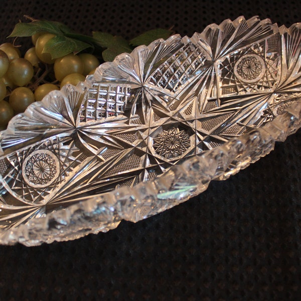 Antique Cut Glass Celery Dish Etsy