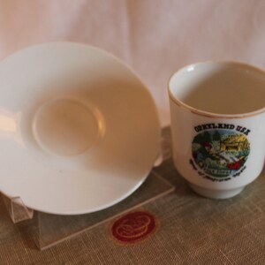 Opryland USA Small Souvenir Porcelain Tea Cup and Matching Saucer - Folk Songs, Home of American Music
