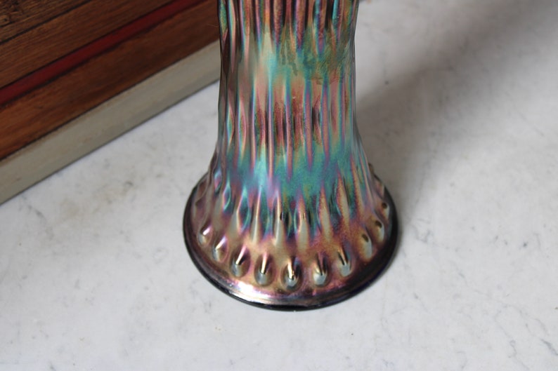 Antique Fenton Carnival Glass Funeral Vase 19.75 Tall Etsy