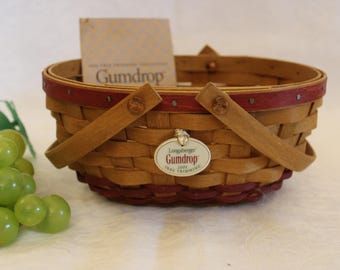 Longaberger 2004 Gumdrop Tree Trimming Christmas Basket with Tie On and Pamphlet