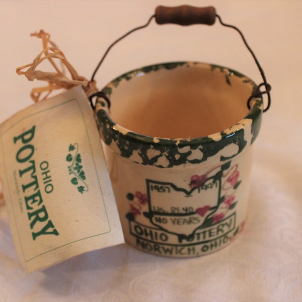 Ungemach/Weingartner Signed Alpine Stoneware Pottery Crock Pail made for the 40th Anniversary of Ohio Pottery in Norwich, Ohio