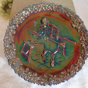 Fenton Amethyst Carnival Glass American Craftsman Plate #1 - 1970, Celebrating Glassmakers