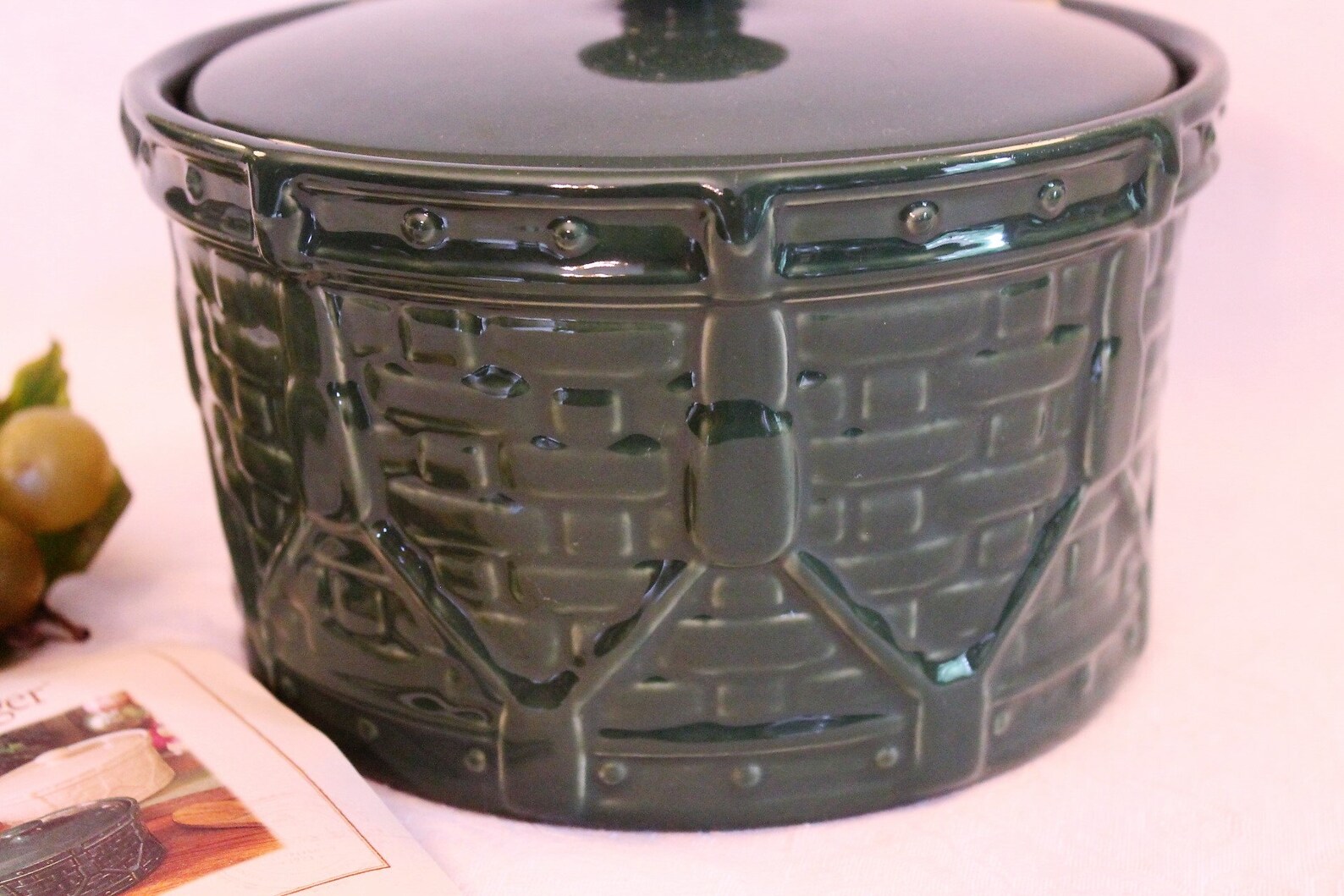 Longaberger Pottery Woven Drum One Quart Crock With Lid Ivy | Etsy