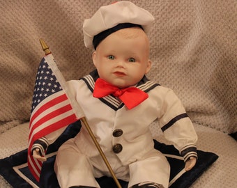 Vintage Yolanda Bello Sailor Porcelain Doll - Matthew, Picture Perfect Babies, Ashton Drake Dolls