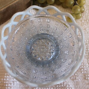 Imperial Glass Blue Opalescent SUGAR CANE Open Lace Bowl