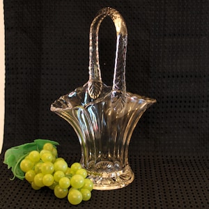Vintage Duncan & Miller Glass 11.5&quot; Bride&#39;s Basket Great for Weddings and Flower Arrangements