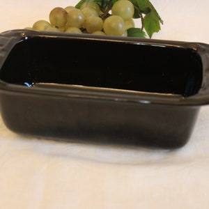 Longaberger Pottery Woven Traditions Small Loaf Dish or Pan - Ebony Black, Excellent Condition