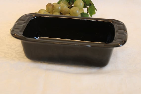 Longaberger Pottery Woven Traditions Small Loaf Dish or Pan - Ebony Black, Excellent Condition