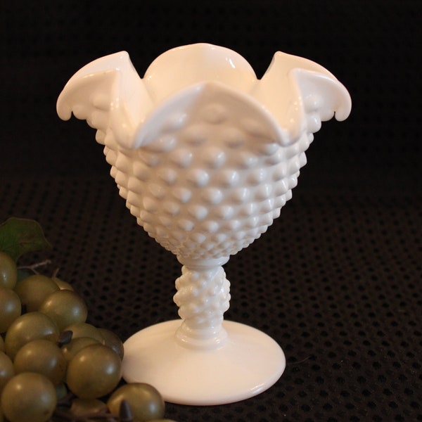 Fenton White Milk Glass White Hobnail Footed Star Jam or Jelly Server in Excellent Condition