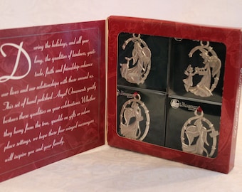 1999 Longaberger Pewter Angels of Christmas Ornament Collection - Kindness, Gratitude, Faith, and Friendship