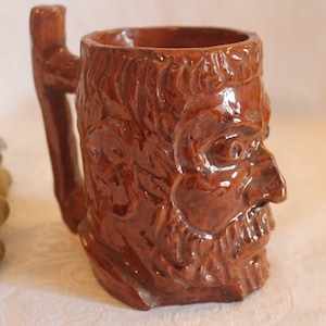 1950 Roger Loxley Signed Folk Art Pottery Large Face Mug - One of a Kind Face