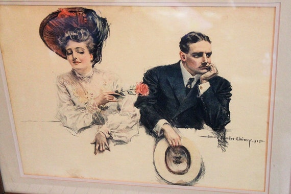 1905 Howard Chandler Christy Framed Lithograph Titled Teasing