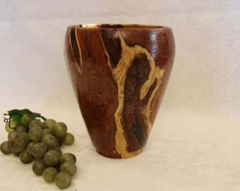 Mesquite Burl Wooden 7" Vase Signed RAF - Excellent Condition, Artisan Hand Made