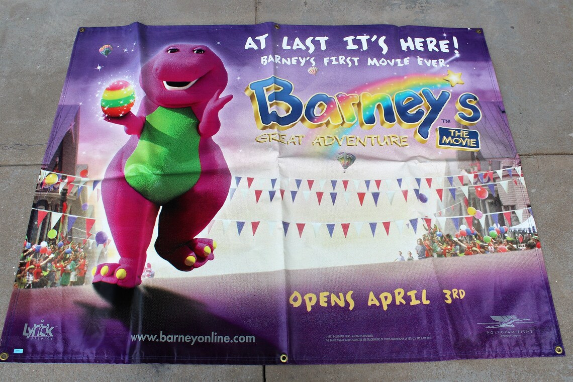 1997 Barneys Great Adventure Original Movie Banner Made Etsy