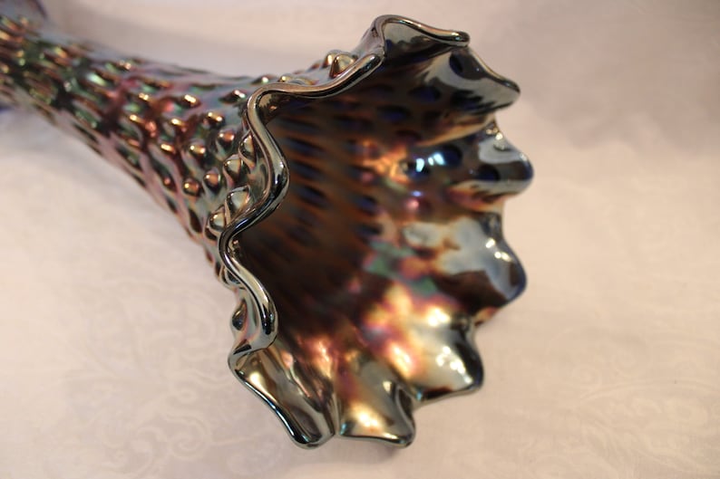 Antique Fenton Carnival Glass Funeral Vase 19.75 Tall Etsy