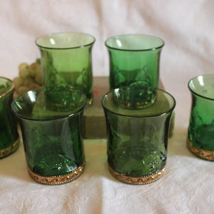 Set of 6 EAPG Antique U.S. Glass Souvenir Tumblers - Colorado Pattern with Gold Trim