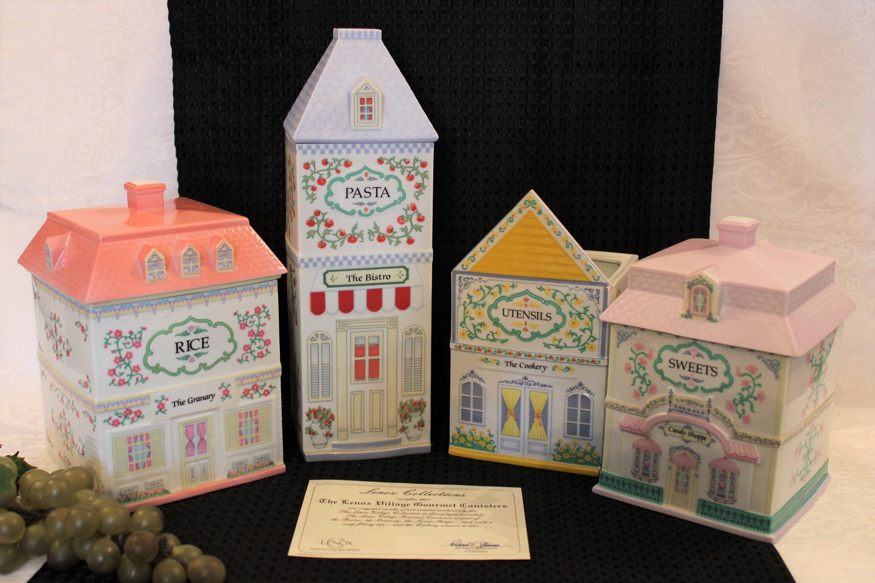 1992 Lenox Village Gourmet Canister Set Including Rice Granary