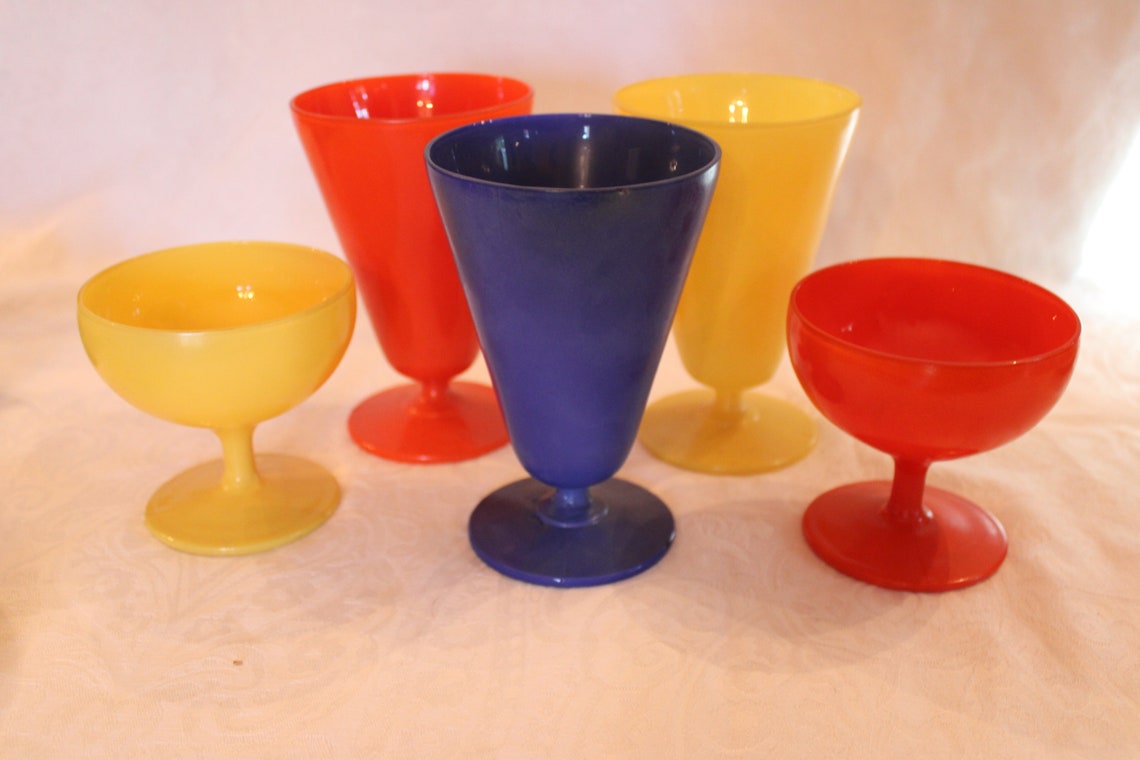 Collection of Anchor Hocking Glass Fire King Rainbow Etsy