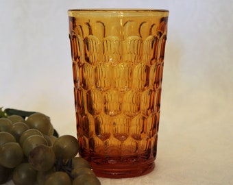 Fenton Glass 5 1/4" Tumbler - 12 Ounce, Colonial Amber Thumbprint Pattern, Excellent Condition